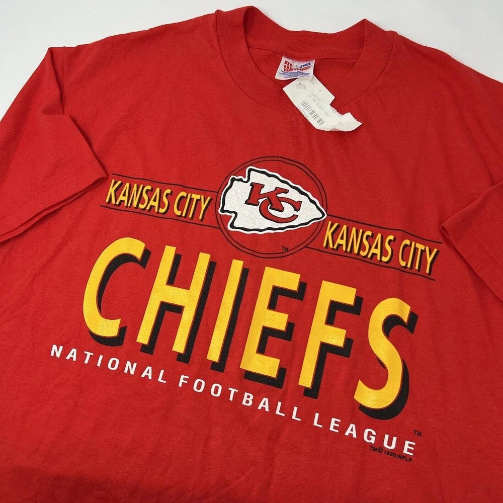 NOS Vintage 1990 Kansas City Chiefs Shirt Red Size XL Made In USA Single‎ Stitch